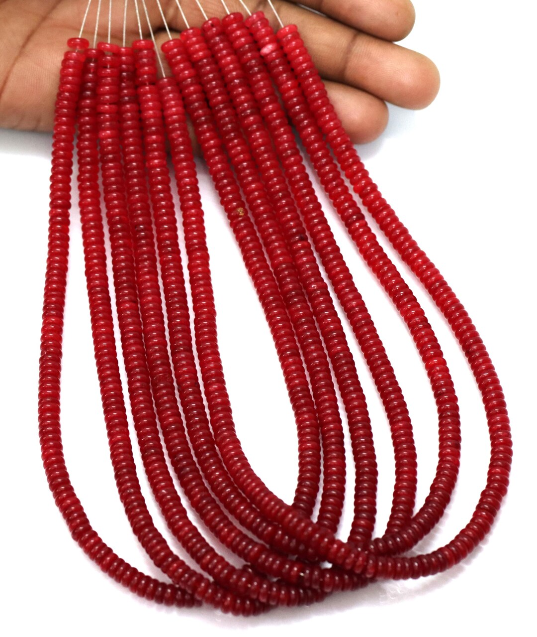 Cherry Red Bio Quartz Flat Rondelle Beads 5–6mm | Red Quartz Bio Beads ...