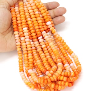 Beautiful Orange shaded Opal Smooth rondelle shape Beads, 7-10mm Orange Opal smooth rondelle Gemstone bead, AAA Quality Beads, Jewelry Craft