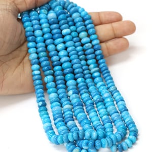 Cyan Blue Opal Rondelle Beads: AAA Gemstone Jewelry Craft (7-10mm)