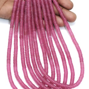Natural Pink Chalcedony shaded Flat Rondelle Beads 5-6mm,Pink Heishi Gemstone Spacer Bead,Smooth Strand for Bracelet Necklace Jewelry Making