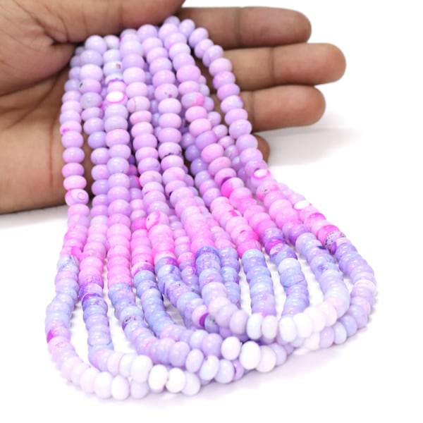 Beautiful lavender Pink Blue Bio Opal Smooth rondelle shape Beads, 6-9mm Opal smooth rondelle Gemstone bead, AAA Quality Bead, Jewelry Craft