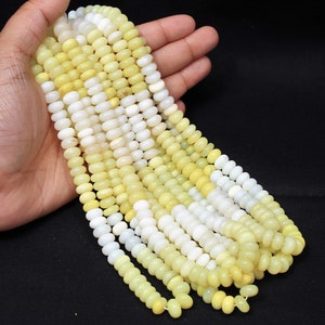 Lemon Yellow Opal Rondelle Beads: AAA Gemstone Jewelry Craft (7-9mm)