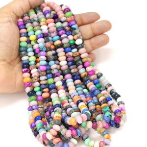 Amazing Multi Disco opal smooth rondelle shape beads, 7-9mm Mix Disco color Opal gemstone beads, AAA quality opal bead, jewelry making craft