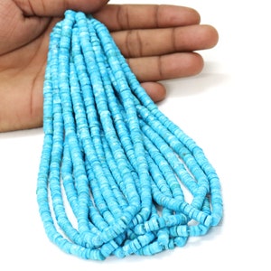 Faceted Turquoise Heishi Beads: AAA Sky Blue Gemstone, 5-7mm