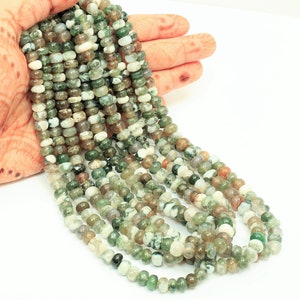 AAA Natural Moss agate Smooth Shaded Rondelle Gemstone Beads 6mm -8mm, 15&quot; Fine Quality Rare moss agate gemstone Beads, Jewelry Making craft
