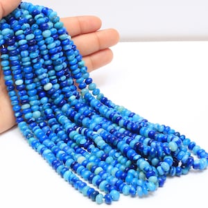 Beautiful Blue dot opal rondelle shape beads 16 inch, 6mm -8mm, Blue opal gemstone, AAA quality opal beads for jewelry making,craft making