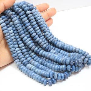 Natural Blue opal smooth rondelle Beads 16 inch, 8mm -10mm, Beautiful Blue opal Gemstone Beads,  AAA Opal Beads For Jewelry craft making