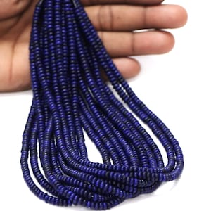 Rondelle de lapis-lazuli AAA : Pierre bleue de 4-5 mm, brin de 40 cm (15 po.)