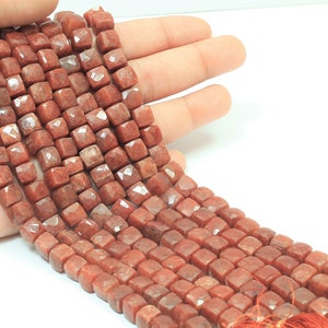 Natural Red Onyx Faceted Box Shape Beads, 7mm-9mm Beautiful red onyx Faceted 3D Cube Box Gemstone Fancy shape Beads, Craft making jewelry