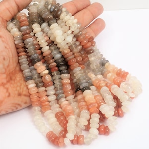 Natural Multi moonstone smooth rondelle Shape Beads, 4-6mm Multi moonstone gemstone beads, AAA Quality wholesale Beads, craft making Jewelry