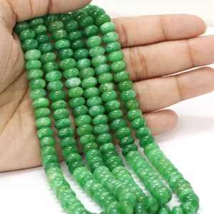 Beautiful Green Jade shaded smooth rondelle Shape Beads, 15&quot; 7-8mm Green jade shaded smooth gemstone beads, AAA Quality Bead, craft jewelry