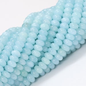 Beautiful Aqua Color Sky Blue Quartz smooth rondelle Shape Beads,15inch 7-8mm Aqua Quartz smooth gemstone beads,A Quality Bead craft jewelry image 4