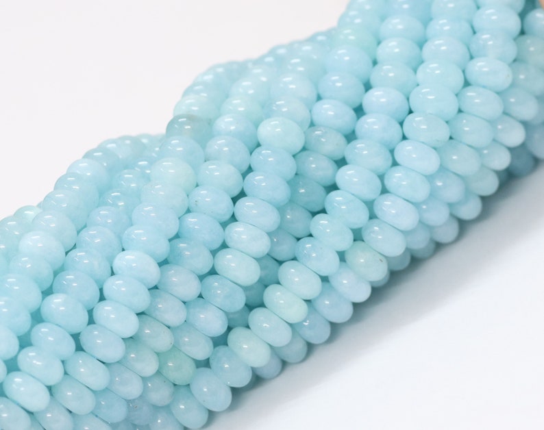 Beautiful Aqua Color Sky Blue Quartz smooth rondelle Shape Beads,15inch 7-8mm Aqua Quartz smooth gemstone beads,A Quality Bead craft jewelry image 4