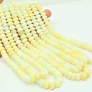 Beautiful Lemon Yellow opal smooth rondelle shape beads, ,6-9mm Yellow Opal rondelle gemstone beads, AAA quality opal, jewelry making craft