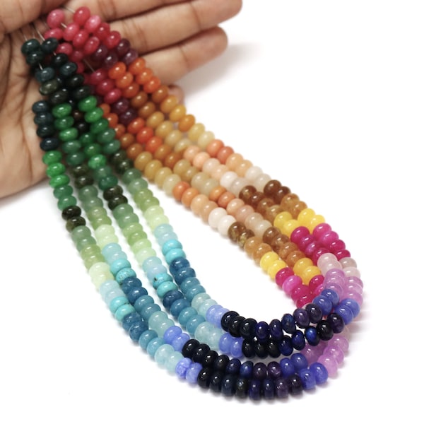 Beautiful Multi color Quartz smooth rondelle Shape Beads, 7 - 8mm Mix Disco Quartz gemstone beads, AAA Quality wholesale Bead, craft jewelry