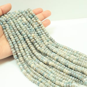 grey white Silverite faceted rondelle Shape Beads, 13 inch 7mm beautiful Corandom faceted gemstone beads, AAA Beads For craft making Jewelry