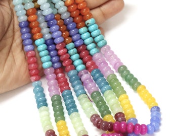 Beautiful Rainbow color shaded Quartz smooth rondelle shape beads, 15" 7-8mm AAA Multi color shaded Plain Quartz gemstone Bead Jewelry craft