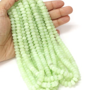 Mint Green Quartz Beads: AAA Rondelle Gemstone, 7-8mm, 15&quot; Strand