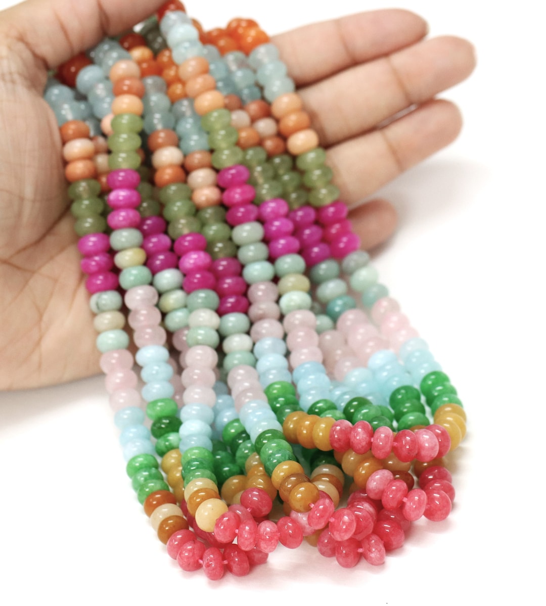 Beautiful Multi Color Quartz Smooth Rondelle Shape Beads, 7-8mm Mix ...