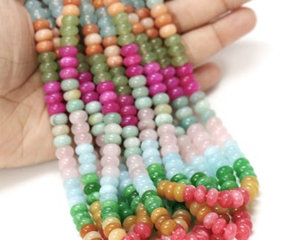 Beautiful Multi Color Quartz smooth rondelle Shape Beads, 7-8mm Mix Quartz smooth gemstone beads ,AAA Quality Bead, craft making Jewelry