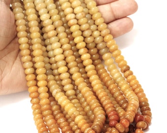 Mustard Yellow Quartz Rondelle Beads: AAA Quality, 7-8mm Gemstone Jewelry