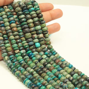 Natural Chrysocolla Smooth Rondelle Beads, Beautiful Chrysocolla Plain Rondelle Shape Beads,8 Inch, CHRYSOCOLLA Beads, Crafts making jewelry