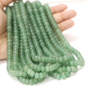 Beautiful Green Strawberry Quartz smooth rondelle Shape Beads, 15" 7-8mm Strawberry Quartz gemstone beads, AAA Quality Bead, craft jewelry