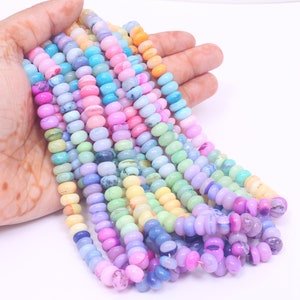Beautiful Rainbow color shaded opal smooth rondelle shape beads, 7-10mm Multi color shaded Plain Opal gemstone Beads, AAA Quality opal Beads