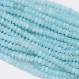 Beautiful Aqua Color Sky Blue Quartz smooth rondelle Shape Beads,15inch 7-8mm Aqua Quartz smooth gemstone beads,A Quality Bead craft jewelry image 8