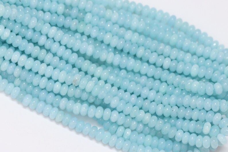 Beautiful Aqua Color Sky Blue Quartz smooth rondelle Shape Beads,15inch 7-8mm Aqua Quartz smooth gemstone beads,A Quality Bead craft jewelry image 8