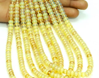 Mooie goudgele tint heldere kwarts gladde rondel vormkralen, 7-8 mm gekleurde kwarts gladde edelsteenkraal, ambachtelijke sieraden van AAA-kwaliteit kraal