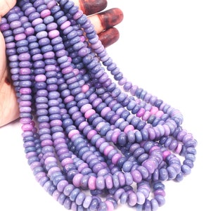 Beautiful Purple Blue opal smooth rondelle shape beads 16inch, 7-10mm, purple Blue Opal gemstone Beads, A quality opal, jewelry making craft