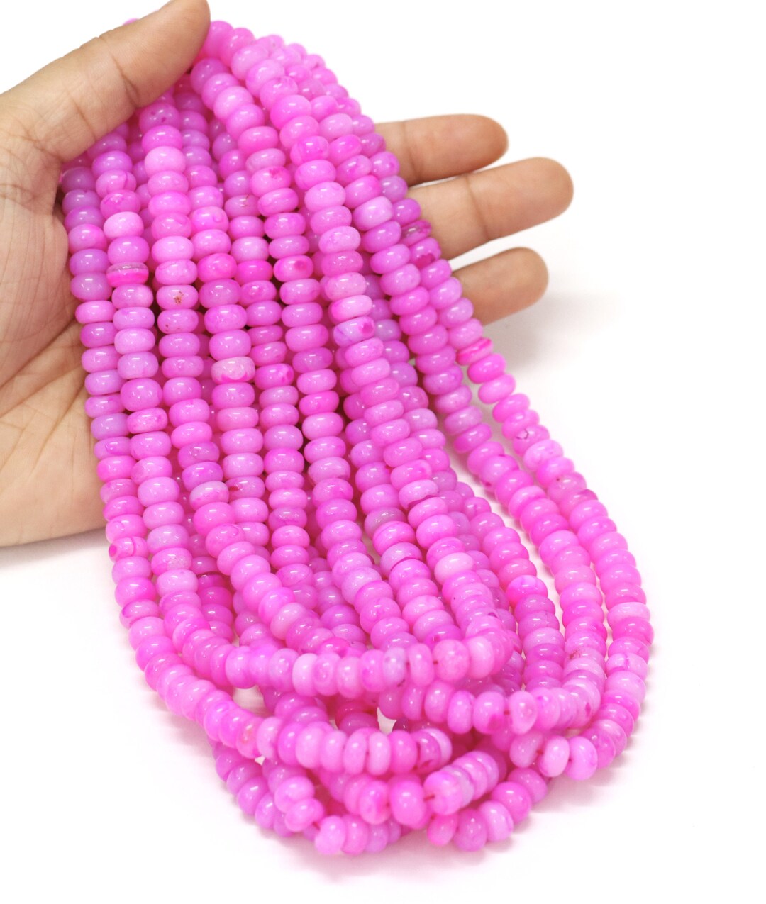 ダークピンクオパールロンデルビーズ：AAA宝石ジュエリークラフト（7-9