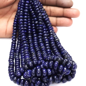 AA Natural Lapis Lazuli smooth rondelle Shape Beads,16" 5-12mm Beautiful Dark Lapis Lazuli smooth gemstone beads,Quality Bead craft jewelry