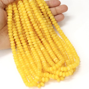 Honey Yellow Quartz Rondelle Beads: AAA Smooth Gemstone Jewelry Craft (7-8mm, 15&quot;)