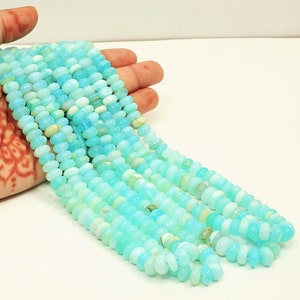 Beautiful Peruvian opal smooth rondelle shape beads 15 inch, 7mm-10mm, Peru Opal gemstone Beads, AA quality opal beads, jewelry making craft