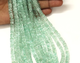 Top Quality Green Amethyst Faceted Tyre shape Heishi Beads, 5-7mm AAA Natural Green Amethyst Faceted Wheel cut shape wholesale gemstone Bead