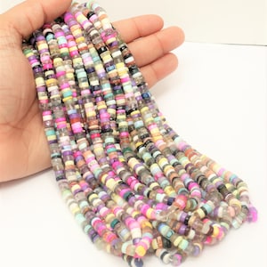 Schöne Candy Mix Edelstein Glatte Reifen Form Heishi Perlen, 4-7 mm AAA Qualität Mix Stein Glatte Rad Form Perlen, Schmuck machen Handwerk
