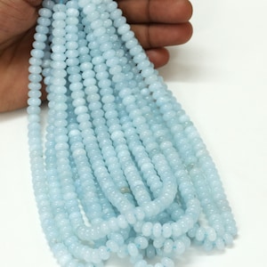Columbia Blue Quartz Rondelle Beads: AAA Gemstone Jewelry Craft (7-8mm)