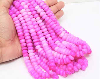 Amazing Hot Pink shaded Opal Smooth rondelle shape Beads, 7-11mm Hot Pink Opal smooth rondelle Gemstone bead, AAA Quality Bead Jewelry Craft