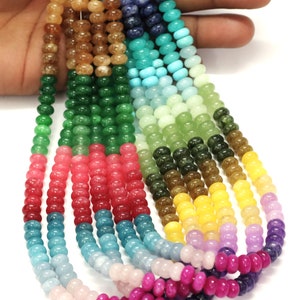 Beautiful Rainbow shaded color Quartz smooth rondelle shape Beads, 7-8mm Multi color Quartz rondelle gemstone beads, Wholesale jewelry craft