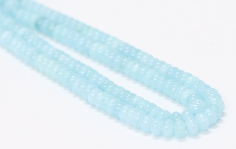 Beautiful Aqua Color Sky Blue Quartz smooth rondelle Shape Beads,15inch 7-8mm Aqua Quartz smooth gemstone beads,A Quality Bead craft jewelry image 3