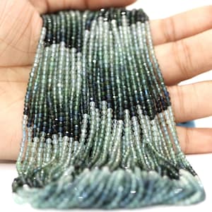 AAA Natural Blue Tourmaline shaded Rondelle Micro Diamond cut Faceted 2-3 mm beads, AAA Quality Tourmaline micro faceted Bead craft Jewelry