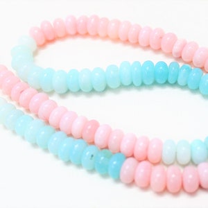 Beautiful Pink & sky Blue opal Gemstone rondelle Beads Necklace, 7-9mm Pink Sky blue opal Semi Precious Handmade Gemstone beads jewelry Gift