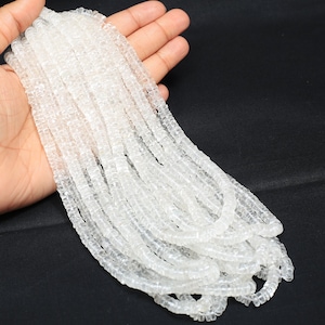 Natürliche weiße Kristallebene glatte Reifen-Form Heishi Perlen, AAA-Qualität 4-7 mm Crystal Plain Radform Edelstein Perlen, Schmuck machen Handwerk