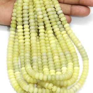 Beautiful Moss Lemon Jade smooth rondelle Shape Beads, 7-8mm  Lemon Quartz smooth gemstone beads ,AAA Quality Bead, craft making Jewelry