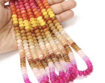 Beautiful Multi color shaded Quartz smooth rondelle Shape Beads, 7-8mm Multi color Quartz gemstone beads , AAA Quality wholesale Bead, craft