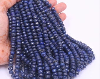 Natural AAA Lapis Lazuli Smooth Rondelle Beads, 13” 7-10mm Lapis Lazuli plain gemstone beads,AAA Quality wholesale Bead craft making Jewelry
