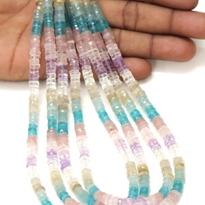 Top Quality Jolly Beach shaded Faceted  Tyre shape Heishi Beads,15&quot; AAA Natural Multi Faceted Wheel cut shape Necklace strand jewelry craft