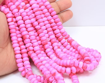 Beautiful PINK Opal Rondelle Shape Smooth Beads, 7-10 mm Pink Opal Shaded Smooth Gemstone Beads, jewelry Making Craft, AAA Quality beads